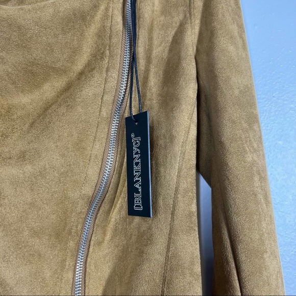 BLANK NYC New! Faux Suede Asymmetrical Zip Up Leather Jacket Small Camel - Picture 3 of 6